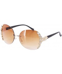 Square Sparkling Crystal Sunglasses UV Protection Rhinestone Sunglasses - Gold Frame Gradient Tawny Lens - CY199L24Y64 $28.34