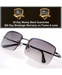 Semi-rimless Minimalist Small Rectangular Sunglasses Clear Eyewear Spring Hinge - Gift Box Package - CQ18Y54RLWG $17.67