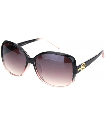 Rectangular Womens 90s Jewel Buckle Design Rectangular Butterfly Sunglasses - Black Pink Gradient Brown - CM18NWQRMXS $23.26