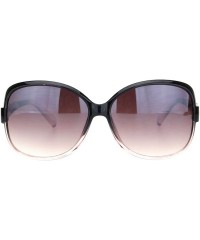 Rectangular Womens 90s Jewel Buckle Design Rectangular Butterfly Sunglasses - Black Pink Gradient Brown - CM18NWQRMXS $10.40