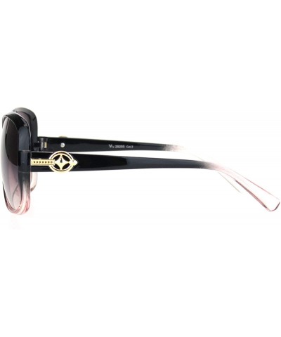 Rectangular Womens 90s Jewel Buckle Design Rectangular Butterfly Sunglasses - Black Pink Gradient Brown - CM18NWQRMXS $10.40
