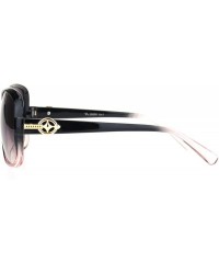 Rectangular Womens 90s Jewel Buckle Design Rectangular Butterfly Sunglasses - Black Pink Gradient Brown - CM18NWQRMXS $10.40