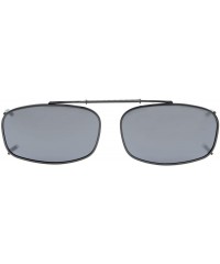 Oval Metal Frame Rim Polarized Lens Clip On Sunglasses 55mm Wide x 36mm Height Millimeters - C62-grey - C918ITAN8ZW $7.82