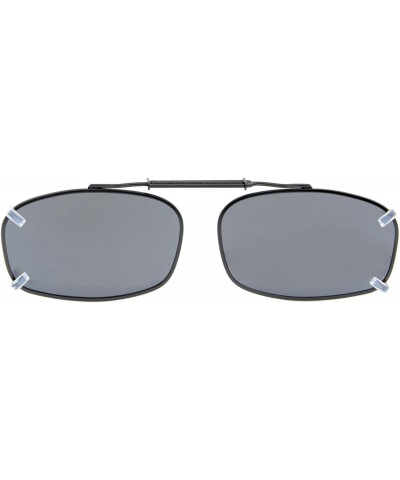Oval Metal Frame Rim Polarized Lens Clip On Sunglasses 55mm Wide x 36mm Height Millimeters - C62-grey - C918ITAN8ZW $7.82