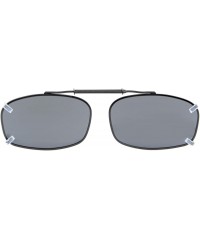 Oval Metal Frame Rim Polarized Lens Clip On Sunglasses 55mm Wide x 36mm Height Millimeters - C62-grey - C918ITAN8ZW $7.82