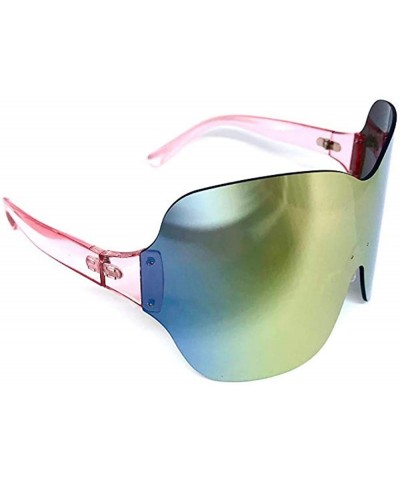 Shield Shield Mask Oversized Huge Women XXL Sunglasses - Pink - CX18OIQQSAQ $9.69