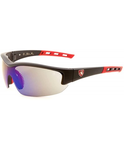 Wrap Semi Rimless Wrap Shield Around Sunglasses - Red & Black Frame - CX18EW2WUR2 $9.20