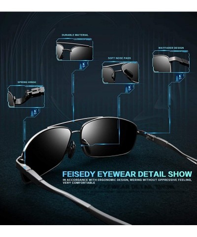 Rectangular Ultra Lightweight Rectangular Polarized Sunglasses Mens Driving Golf Fishing Sunglasses B2443 - 2 Gun Ash - CD18I...
