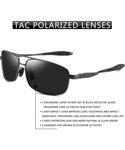 Rectangular Ultra Lightweight Rectangular Polarized Sunglasses Mens Driving Golf Fishing Sunglasses B2443 - 2 Gun Ash - CD18I...
