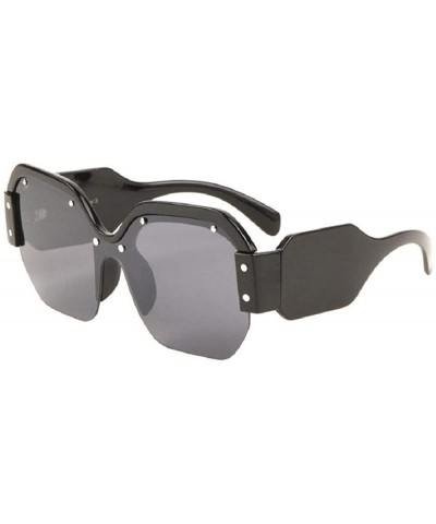 Rimless Womens Oversized Half Rim Square Shield Sunglasses - Black Frame - C718WHN7E9T $12.20