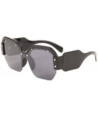 Rimless Womens Oversized Half Rim Square Shield Sunglasses - Black Frame - C718WHN7E9T $22.08