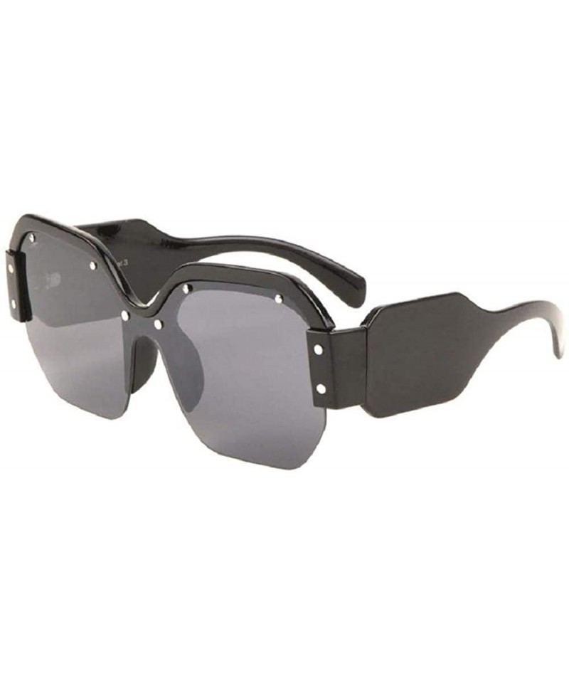 Rimless Womens Oversized Half Rim Square Shield Sunglasses - Black Frame - C718WHN7E9T $12.20