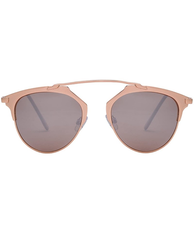 Aviator Retro Semi Reflected Pilot Sunglasses (Polarized - Lightweight) - Pantos Mirrored Shades 86595 - CZ12G42DJWP $18.26