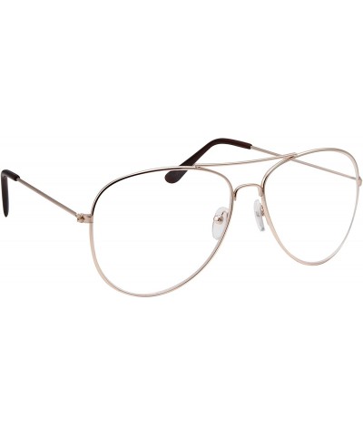 Square New Non-Prescription Premium Aviator Clear Lens Glasses Gold - C0113IK5AQT $18.87