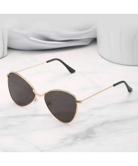 Round Vintage Sunglasses-Unisex Polarized Metal Mirror Semi-Rimless Frame Glasses - Gray - CE18RDQZ8EQ $6.77