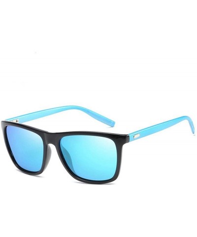 Square Polarized Men Sunglasses Driving Sun Glasses - Black Blue - C4199CGCI0O $57.83