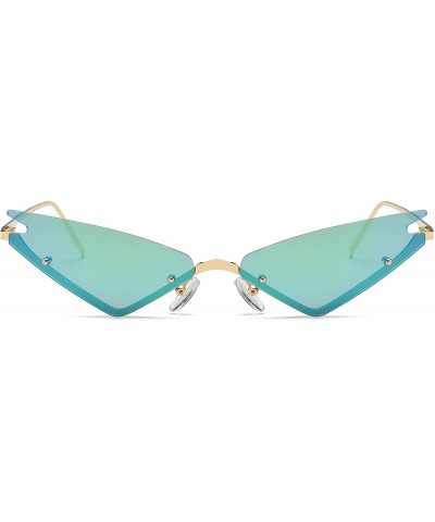 Rimless Small Cateye Sunglasses Futuristic Rimless Mirrored Lens - Green Mirror Lens - CX199MA6LE7 $16.61