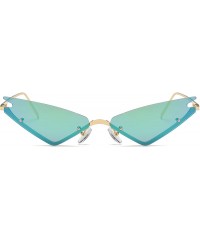 Rimless Small Cateye Sunglasses Futuristic Rimless Mirrored Lens - Green Mirror Lens - CX199MA6LE7 $16.61