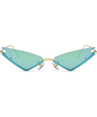 Rimless Small Cateye Sunglasses Futuristic Rimless Mirrored Lens - Green Mirror Lens - CX199MA6LE7 $16.61