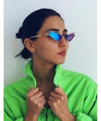 Rimless Small Cateye Sunglasses Futuristic Rimless Mirrored Lens - Green Mirror Lens - CX199MA6LE7 $16.61