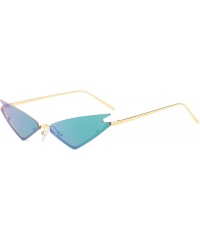 Rimless Small Cateye Sunglasses Futuristic Rimless Mirrored Lens - Green Mirror Lens - CX199MA6LE7 $16.61