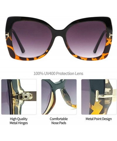 Oversized Women's Premium Oversize Metal Point Sunglasses IL1034 - Black/ Black - CC18YAD25W6 $15.10