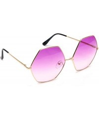 Oversized Oversized Women's Sunglasses Hexagon Geometric Gold Metal Frame - Purple - CV18EWANLXT $9.88