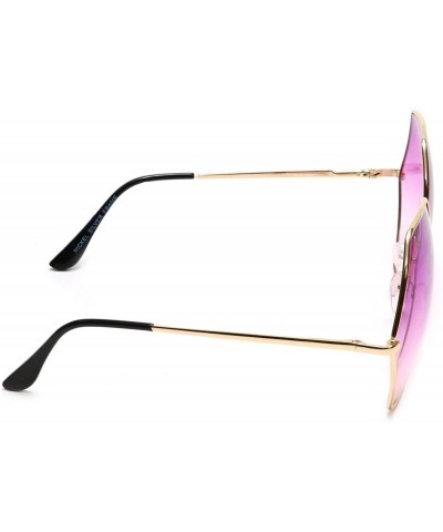 Oversized Oversized Women's Sunglasses Hexagon Geometric Gold Metal Frame - Purple - CV18EWANLXT $9.88