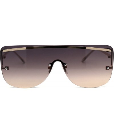 Rimless Womens Rimless Oversize Flat Top Mafia Chic Sunglasses - Gold Brown - CW1932XONEE $15.87