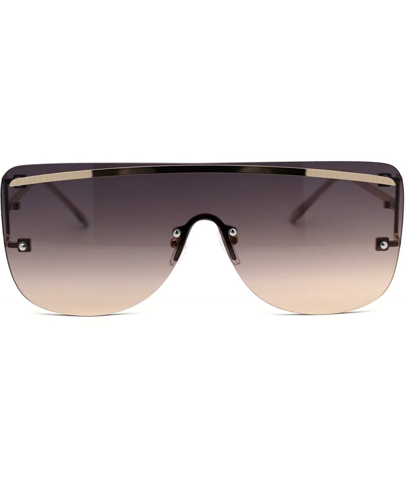 Rimless Womens Rimless Oversize Flat Top Mafia Chic Sunglasses - Gold Brown - CW1932XONEE $15.87