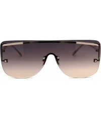 Rimless Womens Rimless Oversize Flat Top Mafia Chic Sunglasses - Gold Brown - CW1932XONEE $15.87