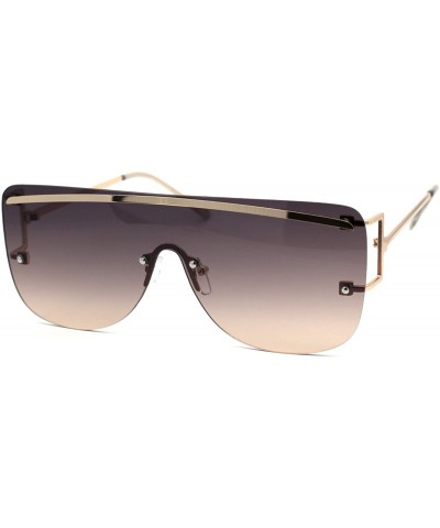 Rimless Womens Rimless Oversize Flat Top Mafia Chic Sunglasses - Gold Brown - CW1932XONEE $15.87