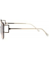 Rimless Womens Rimless Oversize Flat Top Mafia Chic Sunglasses - Gold Brown - CW1932XONEE $15.87