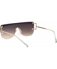 Rimless Womens Rimless Oversize Flat Top Mafia Chic Sunglasses - Gold Brown - CW1932XONEE $15.87