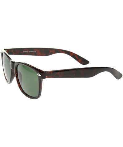 Wayfarer Classic Eyewear Iconic 80's Retro Large Horn Rimmed Sunglasses 54mm - Tortoise / Green - C612IGK2GG3 $18.51
