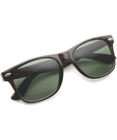 Wayfarer Classic Eyewear Iconic 80's Retro Large Horn Rimmed Sunglasses 54mm - Tortoise / Green - C612IGK2GG3 $12.26