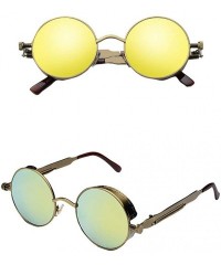 Wrap Punk sunglasses Men Women Round Vintage Mirrored Sunglasses Outdoor Eyewear - D - CC18TN97L86 $7.57