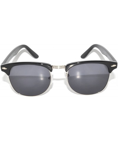 Wayfarer Classic Half Frame Horned Rim Sunglasses Colorful Lens Retro Stylish - 1 Black-silver Smoke - CU11NO0YOLL $11.67