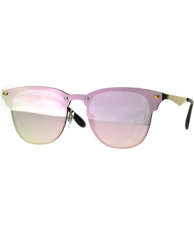 Rimless Designer Fashion Sunglasses Trendy Rims Behind Lens Style UV 400 - Gold (Pink Mirror) - C8189STU8DI $19.36