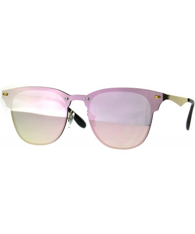 Rimless Designer Fashion Sunglasses Trendy Rims Behind Lens Style UV 400 - Gold (Pink Mirror) - C8189STU8DI $8.78