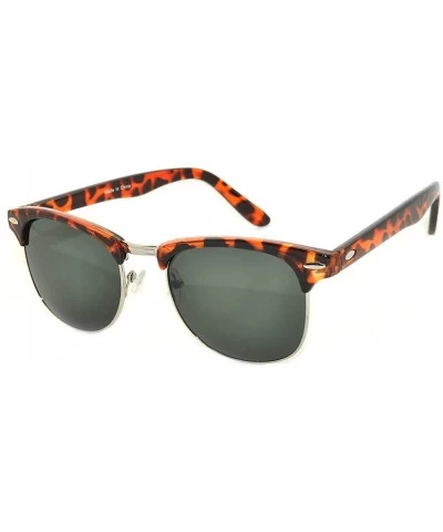 Semi-rimless Vintage designer Half Frame Rim Glass Green Lens Leopard Frame - C311LGQFFS1 $16.71