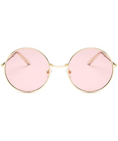 Aviator Small Round Sunglasses Women Famous Vintage Sun Glasses Female Retro Personality Metal Eyewear Style - Goldyellow - C...