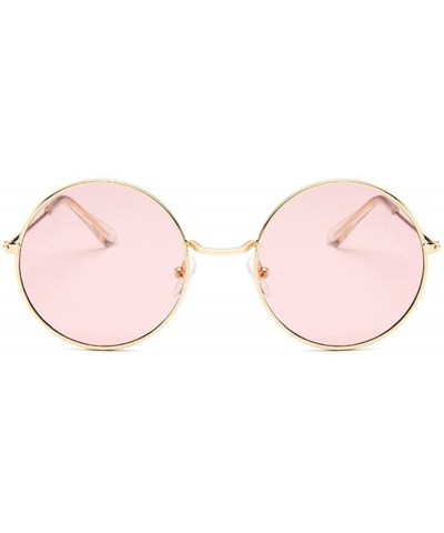 Aviator Small Round Sunglasses Women Famous Vintage Sun Glasses Female Retro Personality Metal Eyewear Style - Goldyellow - C...