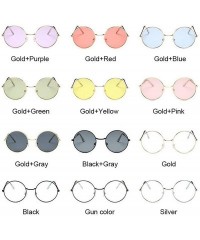 Aviator Small Round Sunglasses Women Famous Vintage Sun Glasses Female Retro Personality Metal Eyewear Style - Goldyellow - C...