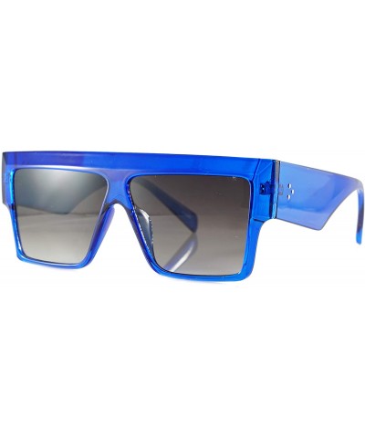 Square Mega Size Flat Top Bold Square Frame Sunglasses A263 - Blue Black - C318Q26SGLG $11.04