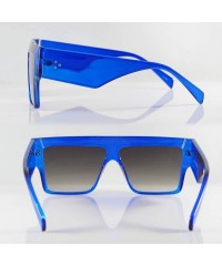 Square Mega Size Flat Top Bold Square Frame Sunglasses A263 - Blue Black - C318Q26SGLG $11.04