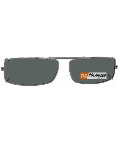 Rectangular Extra Skinny Rectangle Shape Polarized Clip on Sunglasses - Pewter Frame-polarized Gray Lens - CU180TZ6T4E $12.43