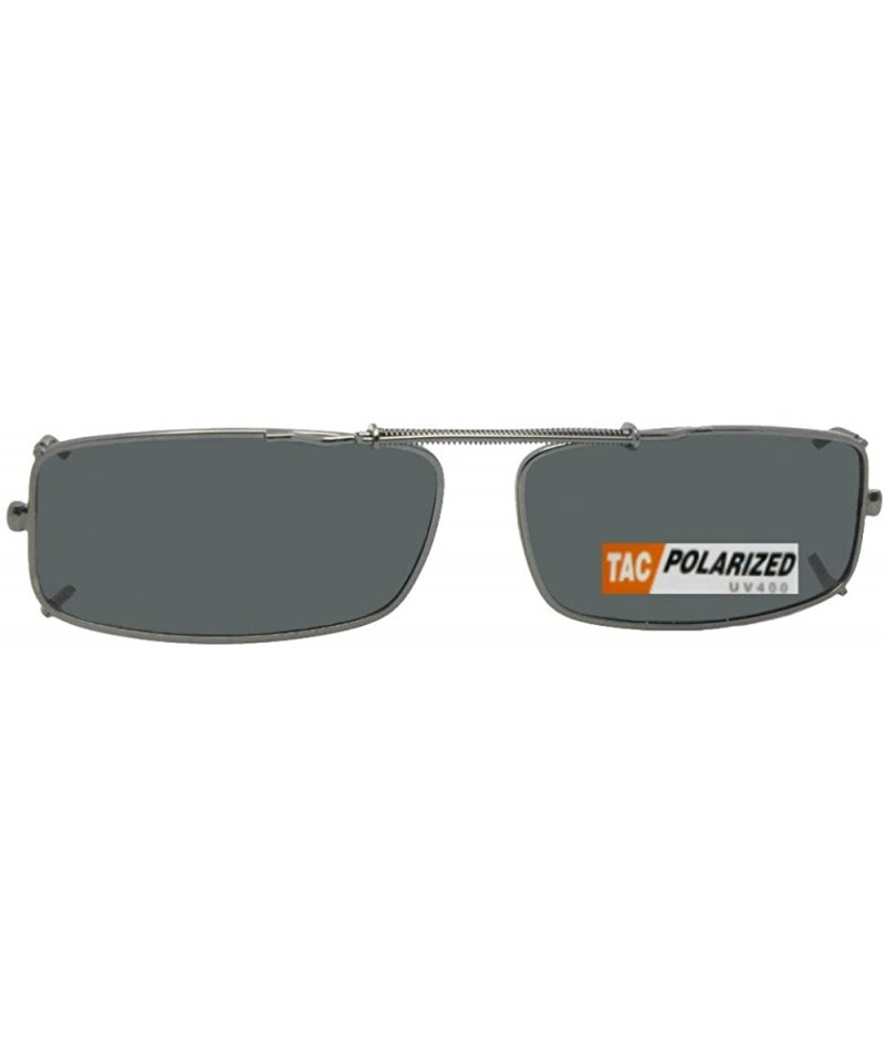 Rectangular Extra Skinny Rectangle Shape Polarized Clip on Sunglasses - Pewter Frame-polarized Gray Lens - CU180TZ6T4E $12.43