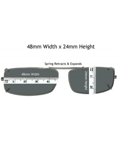 Rectangular Extra Skinny Rectangle Shape Polarized Clip on Sunglasses - Pewter Frame-polarized Gray Lens - CU180TZ6T4E $12.43