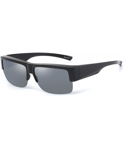 Square Over Glasses Sunglasses Polarized Lens for Women Men Semi Rimless Frame - CY18CHUME4N $30.71